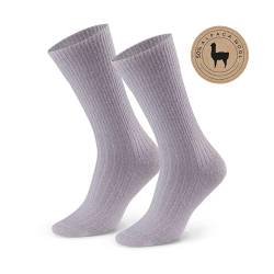 Socken 50% Alpaka Wolle für Damen und Herren - Hypoallergen Thermoisolierend Nahtlos, mit Sanftem Bund Bequem und Angenehm im Griff, 35-37, Farbe Hellgrau von STEVEN