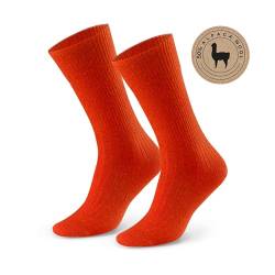 Socken 50% Alpaka Wolle für Damen und Herren - Hypoallergen Thermoisolierend Nahtlos, mit Sanftem Bund Bequem und Angenehm im Griff, 44-46 Farbe Orange von STEVEN