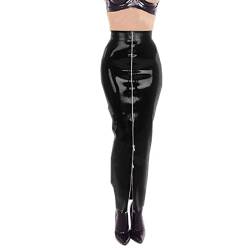 Enge Röcke Damen Bodycon Latex Leder Röcke Hohe Taille Reißverschluss Rock PU Leder Rock Custom, Schwarz, 6X-large von STHEFF