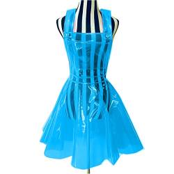 Frauen Kunststoff PVC Kleid durchsichtig A Linie Kunststoff PVC klares Kleid wasserdicht Übergröße Kleid Sexy Kostüm, Blau, XXXL von STHEFF