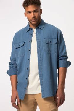 Große Größen STHUGE Jeansoptik-Hemd, Herren, blau, Größe: 5XL, Baumwolle, STHUGE von STHUGE
