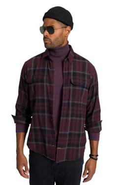 STHUGE Herren Karohemd Flanell, Mf,kent Hemd, Aubergine, 8XL EU von STHUGE