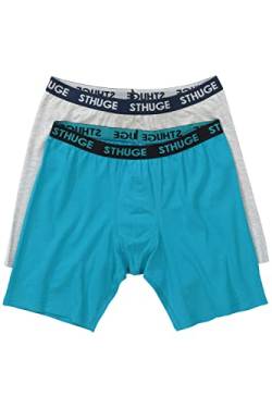 STHUGE Herren Unterhose Lang FLEXLASTIC 3er Pack Boxershorts, Calming Crystal, 14 (2er von STHUGE