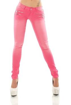 Damen Hüft Low Rise Jeans Skinny Slim Fit Stretch Denim Hose Röhrenjeans (M, Pink/902-11) von STIDIA