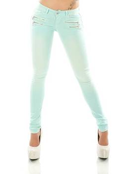 Damen Hüft Low Rise Jeans Skinny Slim Fit Stretch Denim Hose Röhrenjeans (XL, Türkis/902-45) von STIDIA