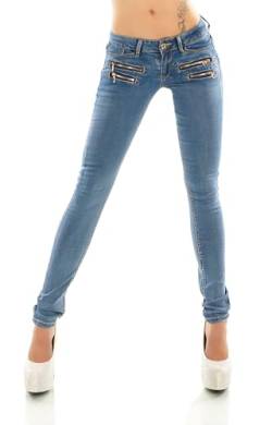 Damen Jeans Low Rise Hüftjeans Hose Röhrenjeans Skinny Slim Fit Stretch XS-XL (DE/NL/SE/PL, Alphanumerisch, L, Regular, Regular, Blue Washed/909-7) von STIDIA