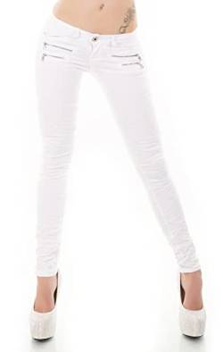 Damen Jeans Low Rise Hüftjeans Hose Röhrenjeans Skinny Slim Fit Stretch XS-XL (DE/NL/SE/PL, Alphanumerisch, L, Regular, Regular, Weiß/81-1) von STIDIA