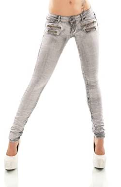 Damen Jeans Low Rise Hüftjeans Hose Röhrenjeans Skinny Slim Fit Stretch XS-XL (DE/NL/SE/PL, Alphanumerisch, M, Regular, Regular, Grau/81-85) von STIDIA