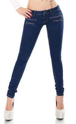 Damen Jeans Low Rise Hüftjeans Hose Röhrenjeans Skinny Slim Fit Stretch XS-XL (DE/NL/SE/PL, Alphanumerisch, S, Regular, Regular, Dunkelblau/81-4) von STIDIA