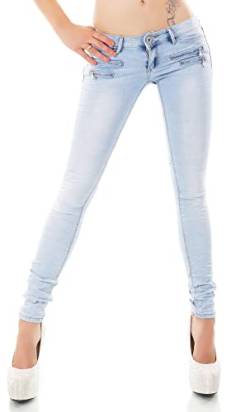 Damen Jeans Low Rise Hüftjeans Hose Röhrenjeans Skinny Slim Fit Stretch XS-XL (DE/NL/SE/PL, Alphanumerisch, XL, Regular, Regular, Hellblau/81-6) von STIDIA