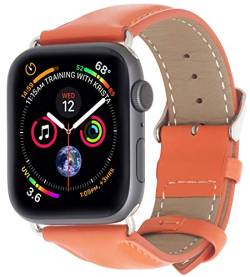 STILGUT Armband kompatibel mit Apple Watch Lederarmband 38mm/40mm - Apple Watch Armband aus Leder für Apple Watch SE/6/5/4/3/2/1 in 38mm & 40mm – Orange von STILGUT