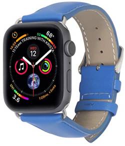 StilGut Armband kompatibel mit Apple Watch Lederarmband 42mm/44mm - Apple Watch Armband aus Leder für Apple Watch SE/6/5/4/3/2/1 in 42mm & 44mm – Blau von STILGUT