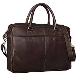 STILORD 'Aaron' Umhängetasche Leder 15,6 Zoll Laptoptasche Aktentasche Bürotasche Unitasche mit Schultergurt Business Vintage, Farbe:cognac - dunkelbraun von STILORD