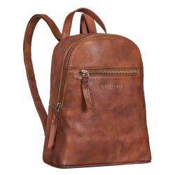 STILORD 'Amira' Kleiner Rucksack Frauen Leder Daypack Rucksackhandtasche Lederrucksack für iPad und DIN A5 Dokumente Cityrucksack Damen für Ausgehen Reisen Shopping, Farbe:brandy - cognac von STILORD