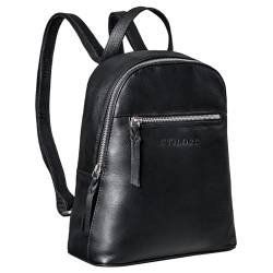 STILORD 'Amira' Kleiner Rucksack Frauen Leder Daypack Rucksackhandtasche Lederrucksack für iPad und DIN A5 Dokumente Cityrucksack Damen für Ausgehen Reisen Shopping, Farbe:schwarz von STILORD