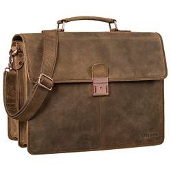 STILORD 'Apolonius' Arbeitstasche Herren Leder Vintage Aktentasche Umhängetasche Dokumententasche A4 15,6 Zoll Laptop Tasche für Büro Business Echtleder, Farbe:sepia - braun von STILORD