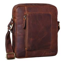 STILORD 'Ashton' Herren Leder Tasche zum Umhängen Vintage Herrentasche Ledertasche Crossbody Bag Kleine Messenger Bag für Männer Umhängetasche Echtleder, Farbe:Florida - braun von STILORD