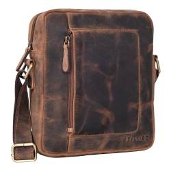 STILORD 'Ashton' Herren Leder Tasche zum Umhängen Vintage Herrentasche Ledertasche Crossbody Bag Kleine Messenger Bag für Männer Umhängetasche Echtleder, Farbe:calais - braun von STILORD