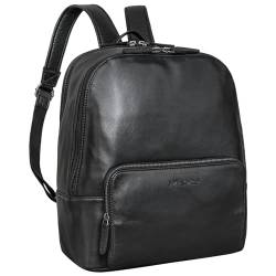 STILORD 'Athena' Rucksack Damen Groß Leder Daypack mit Laptopfach 13,3 Zoll Vintage Lederrucksack für Frauen Trolley aufsteckbar Echtleder, Farbe:schwarz von STILORD