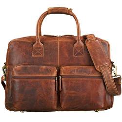 STILORD 'Ben' Vintage Businesstasche Leder groß Unisex Umhängetasche 15,6 Zoll Laptop College Bag Aktentasche Uni echtes Rindsleder, Farbe:Kara - Cognac von STILORD