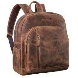 STILORD 'Bente' Handlicher Rucksack Damen Leder Cityrucksack Vintage Lederrucksack schicker Damenrucksack Echtleder Tagesrucksack, Farbe:sepia - braun von STILORD