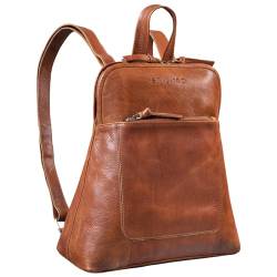 STILORD 'Cathy' Frauen Rucksack Elegant Leder Cityrucksack Damen Daypack Vintage Rucksackhandtasche Echtleder, Farbe:Texas - braun von STILORD