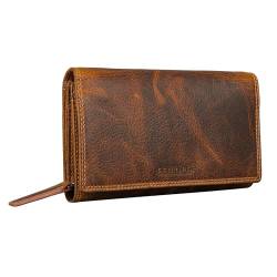 STILORD 'Chloe' Vintage Leder Geldbörse Damen mit RFID Schutz Portemonnaie Groß Brieftasche Frauen Echtleder mit Kartenfächer und Geschenkbox, Farbe:luino - braun von STILORD