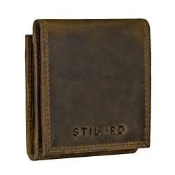 STILORD 'Cody' Wiener Schachtel Leder mit Geldscheinfach kleines Portemonnaie Mini Geldbörse Slim Wallet Vintage Münzbörse Münzetui Echtleder, Farbe:mittel - braun von STILORD