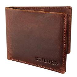 STILORD 'Darren' Slim Wallet mit Münzfach Leder Kleine Geldbörse RFID Herren Minibörse Portemonnaie mit NFC Protector Brieftasche Echtleder in Geschenkbox, Farbe:palao - braun von STILORD