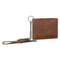 STILORD 'Dominik' Geldbörse Herren Leder mit Kette stilvolle Slim Wallet klein Portemonnaie Herren Echtleder Geldtasche RFID Blocker Geldbeutel Vintage, Farbe:Bergamo - braun von STILORD