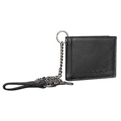 STILORD 'Dominik' Geldbörse Herren Leder mit Kette stilvolle Slim Wallet klein Portemonnaie Herren Echtleder Geldtasche RFID Blocker Geldbeutel Vintage, Farbe:schwarz von STILORD