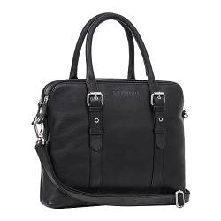 STILORD 'Eden' Businesstasche Damen Leder Vintage Handtasche für 13.3 Zoll Laptop Tablet Elegante Umhängetasche für Büro Uni Hochwertiges Echtleder, Farbe:schwarz von STILORD