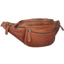 STILORD 'Eliah' Vintage Gürteltasche Leder Bauchtasche Hüfttasche Kamera Handy Reise Festival Unisex Echtleder, Farbe:Cognac - braun von STILORD