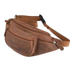 STILORD 'Eliah' Vintage Gürteltasche Leder Bauchtasche Hüfttasche Kamera Handy Reise Festival Unisex Echtleder, Farbe:tan - Dunkelbraun von STILORD