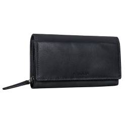 STILORD 'Ellen' Leder Geldbörse Damen RFID und NFC Schutz in stilsicherer Geschenkbox Großes Portemonnaie Geldbeutel aus echtem Leder, Farbe:schwarz von STILORD