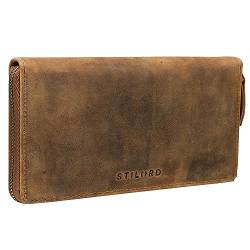 STILORD 'Emilia' Damen Portemonnaie RFID Schutz Elegante Klassische Geldbörse groß aus echtem Rindsleder, Quer mit Reißverschluss Leder, Farbe:mittel - braun von STILORD