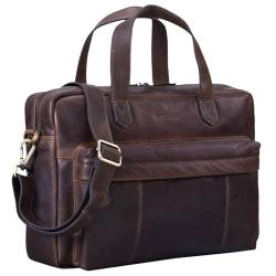 STILORD 'Erich' Vintage Leder Bürotasche große Umhängetasche für Herren und Damen mit 15.6 Zoll Laptop-Fach Elegante Aktentasche DIN A4 für Business Arbeit Uni, Farbe:rios - braun von STILORD