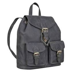 STILORD 'Ezra' Tagesrucksack Leder Daypack Groß Vintage Backpack ideal als Laptoprucksack 13,3 Zoll Schulrucksack DIN A4 Reiserucksack Echtes Leder, Farbe:Carbon - grau von STILORD
