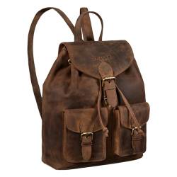 STILORD 'Ezra' Tagesrucksack Leder Daypack Groß Vintage Backpack ideal als Laptoprucksack 13,3 Zoll Schulrucksack DIN A4 Reiserucksack Echtes Leder, Farbe:mittel - braun von STILORD