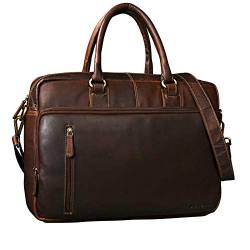 STILORD 'Fabius' Umhängetasche Herren Leder groß Vintage Laptoptasche 15.6 Zoll Aktentasche DIN A4 für Business Büro Arbeit Uni echtes Büffelleder, Farbe:Cognac - Dunkelbraun von STILORD