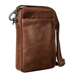 STILORD 'Fiete' 2-in-1 Umhängetasche/Handgelenktasche Leder Herren multifunktionale Handtasche mit abnehmbarem Schulterriemen kleine Ledertasche im Vintage Design, Farbe:Sepia - braun von STILORD