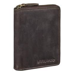 STILORD 'Giannis' Mini Leder Portemonnaie Herren RFID Brieftasche Hochformat Geldbörse Klein mit Reißverschluss Vintage Wallet aus echtem Leder, Farbe:dunkel - braun von STILORD