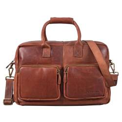 STILORD 'Henri' Bürotasche Leder 15,6 Zoll Vintage Laptop Aktentasche Businesstasche Umhängetasche Lehrertasche Büffelleder, Farbe:Cognac - braun von STILORD