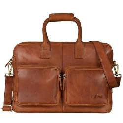 STILORD 'Henri' Bürotasche Leder 15,6 Zoll Vintage Laptop Aktentasche Businesstasche Umhängetasche Lehrertasche Büffelleder, Farbe:maraska - braun von STILORD