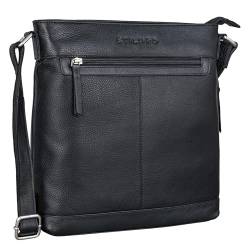 STILORD 'Henrike' Schultertasche Damen Leder im Hochformat Kleine Ledertasche Vintage Umhängetasche mittelgroß Crossbody Bag Leder, Farbe:schwarz von STILORD