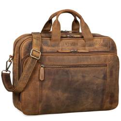 STILORD Herren-Businesstasche aus Leder braun - große 15,6 Zoll Laptoptasche - Männer-Aktentasche - Vintage Umhängetasche aus Rindsleder 'Nelson' von STILORD