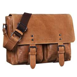 STILORD 'Hunter' Leder Aktentasche 13 Zoll Laptoptasche Vintage Umhängetasche für Herren Damen Businesstasche aus Echtem Leder, Farbe:taranto - braun von STILORD