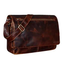 STILORD 'Jan' 15,6 Zoll Laptoptasche Leder Herren Damen Umhängetasche Unitasche Aktentasche Freizeit Bürotasche weiches Vintage Leder, Farbe:Bordeaux - braun von STILORD