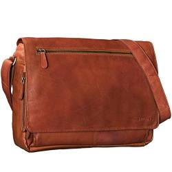 STILORD 'Jan' 15,6 Zoll Laptoptasche Leder Herren Damen Umhängetasche Unitasche Aktentasche Freizeit Bürotasche weiches Vintage Leder, Farbe:Cognac - braun von STILORD