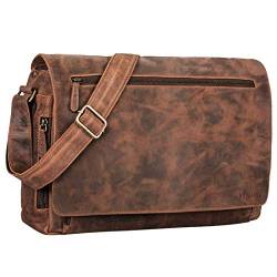 STILORD 'Jan' 15,6 Zoll Laptoptasche Leder Herren Damen Umhängetasche Unitasche Aktentasche Freizeit Bürotasche weiches Vintage Leder, Farbe:aneto - braun von STILORD